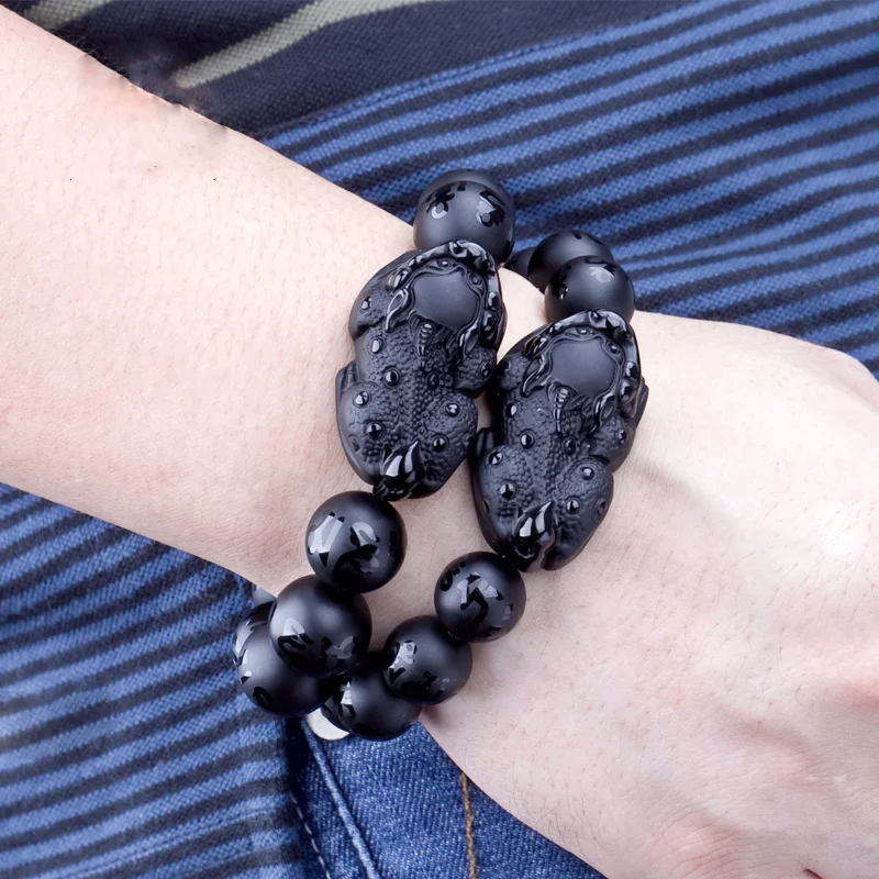 Модный бутиковый браслет из натурального обсидиана браслеты камня уникальные