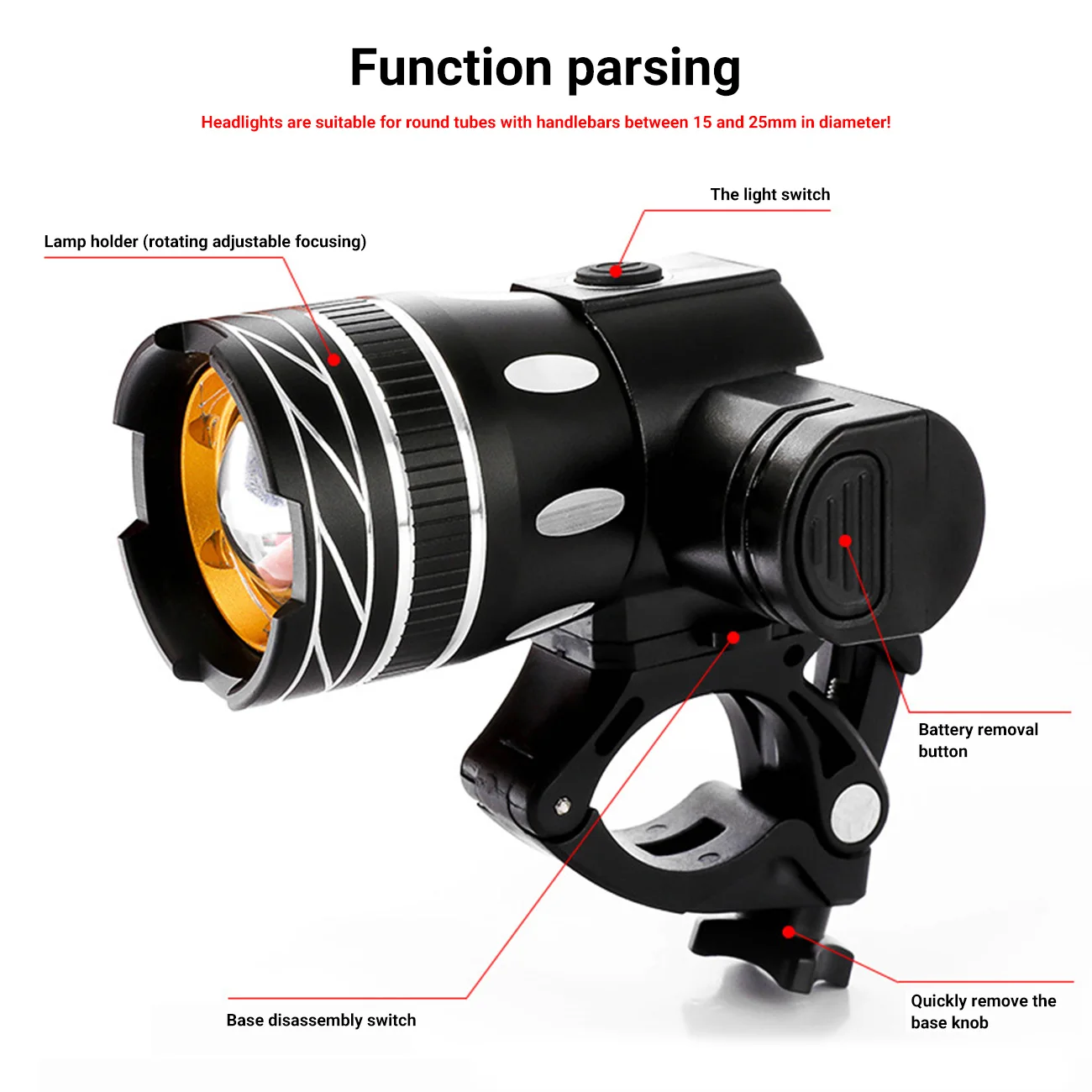 

5000mAh Bicycle Light Set T6 USB Rechargeable Battery Adjustable Zoom Bike Front Headlight Cycling Lamp