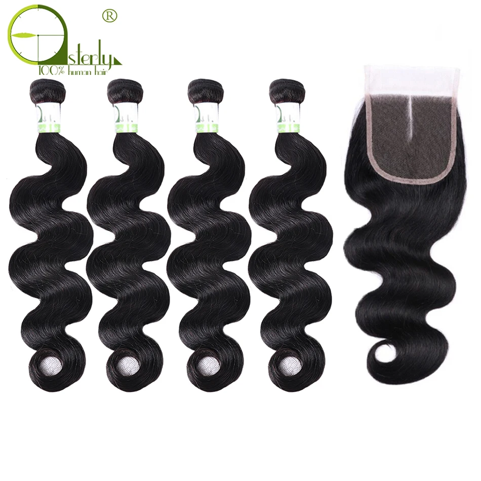 Объемные Волосы бразильские объемные волнистые 3 пучка с закрытием не Реми