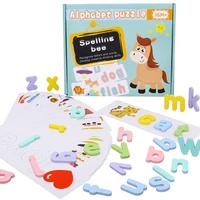 wooden word spelling practice game alphabet learning cards set toy english letters spelling card word toys for kids