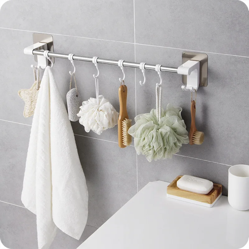Новый модный настенный 6 крючков Полотенца Ванная комната Кухня держатель