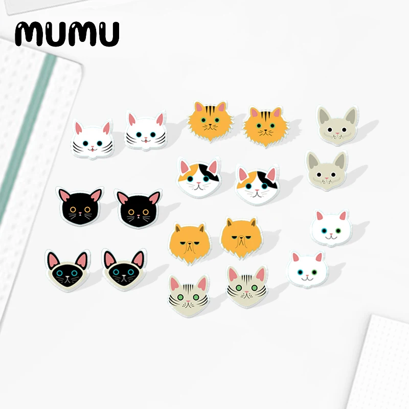 

Серьги-гвоздики детские акриловые в виде кошек, ручной работы, 2020