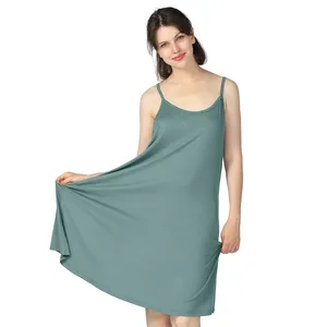 Ночная рубашка женская из бамбукового волокна, пикантная Ночная сорочка без рукавов, одежда для сна, Повседневная Свободная Ночная рубашка на бретелях-спагетти, большие размеры 6XL 7XL 8XL