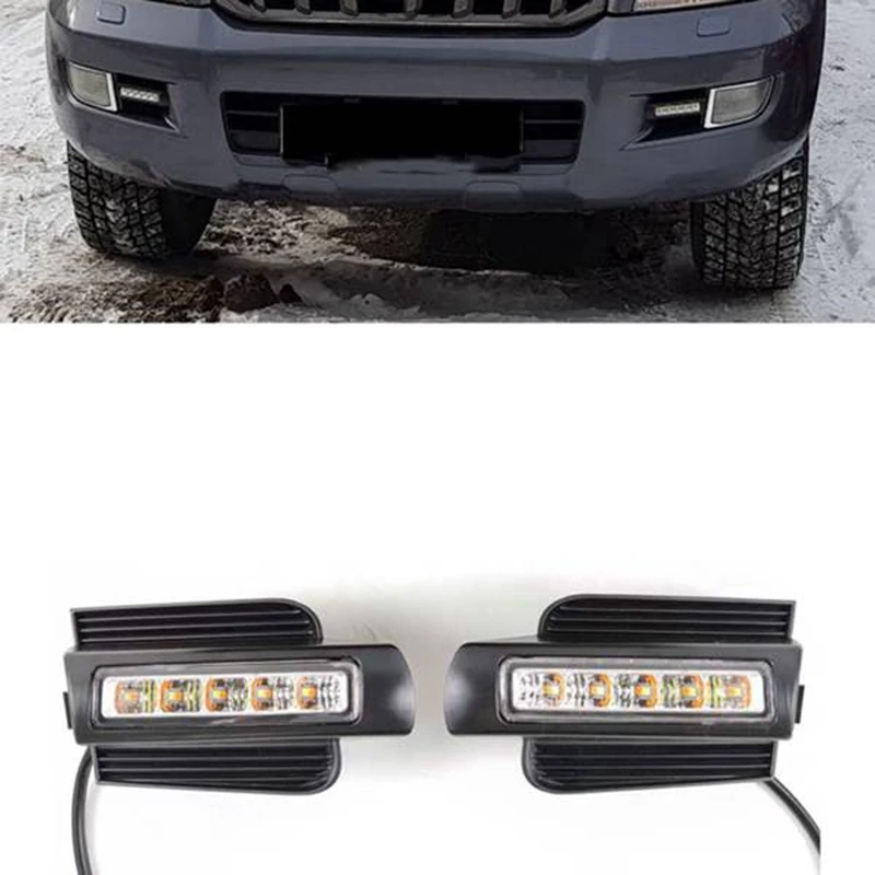 

2Pcs LED DRL Daytime Running Light Fog Lamp for Toyota Land Cruiser Prado 120 GRJ120 TRJ120 FJ120 LC120 2003-2009