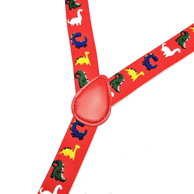Baby Adult 2.5CM Wide 3 clips on Adjustable Red Dinosaurs Animal Print Suspenders Braces For Boys Girls Men Women 4