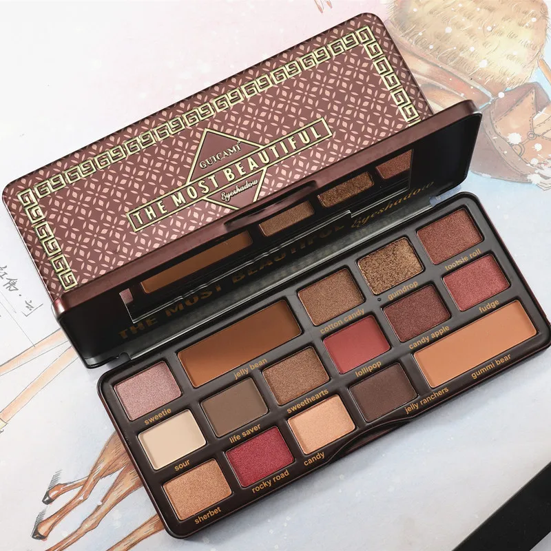 Новые очаровательные блестящие 16 цветов Тени для век металлик макияж палитра