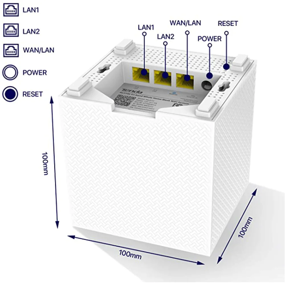 Wi Fi роутер Tenda MW12 AC2100 домашняя беспроводная система с трехдиапазонным