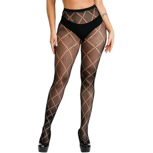Колготки женские, черные, в полоску, эластичные, в сеточку, S3050, 2020