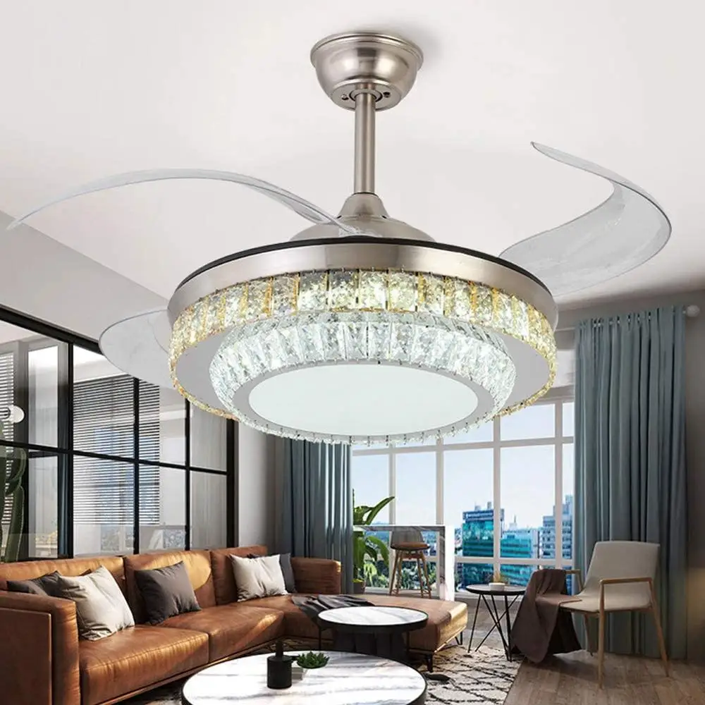 Хрустальный светодиодный светильник 42 дюйма невидимая люстра с дистанционным