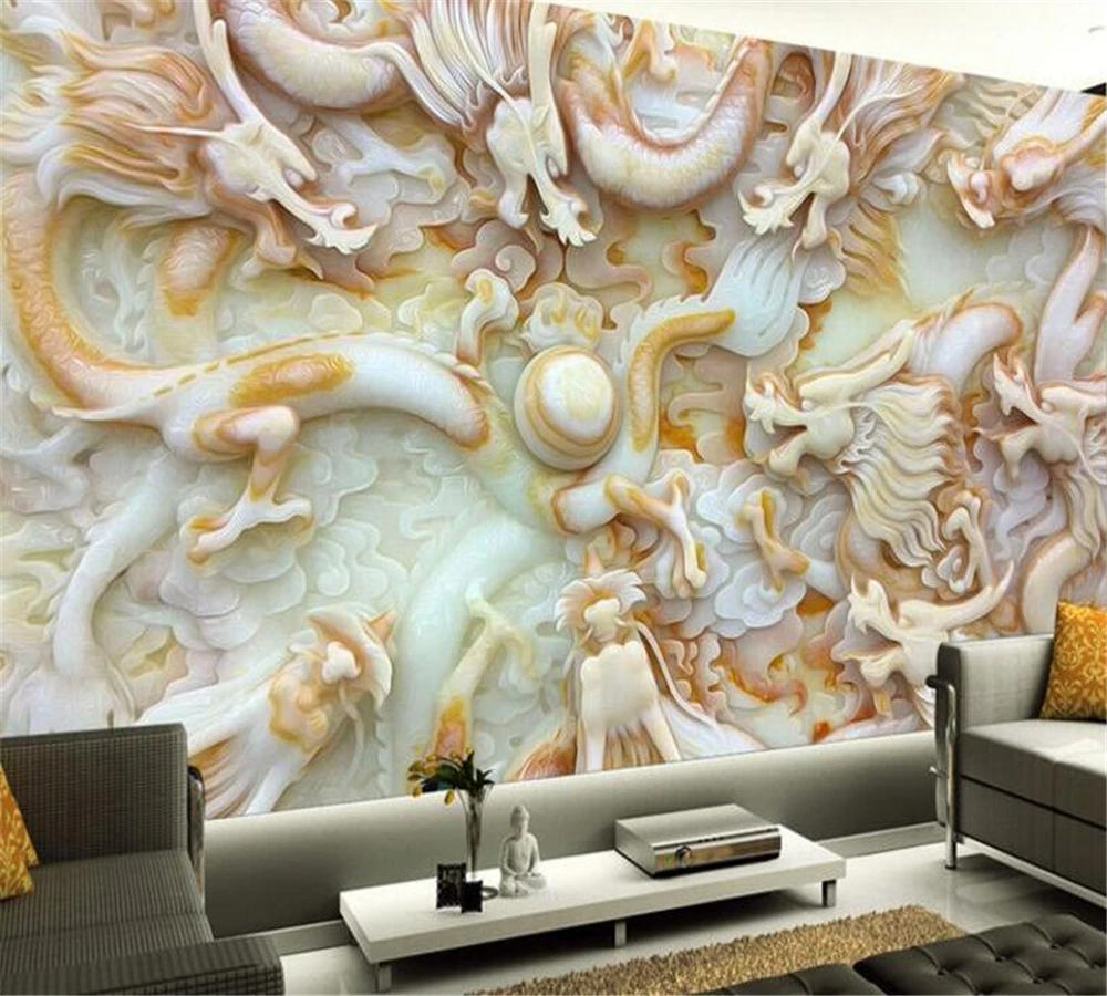 

Новые Пользовательские 3D обои beibehang, HD, Нефритовая резьба, силуэт коулуна, настенная живопись, фон для телевизора, гостиной, украшение для до...