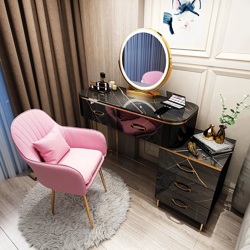 

Легкий роскошный туалетный столик с зеркалом для спальни современный простой маленький дом мелочи Косметическая мебель для комода 100 см