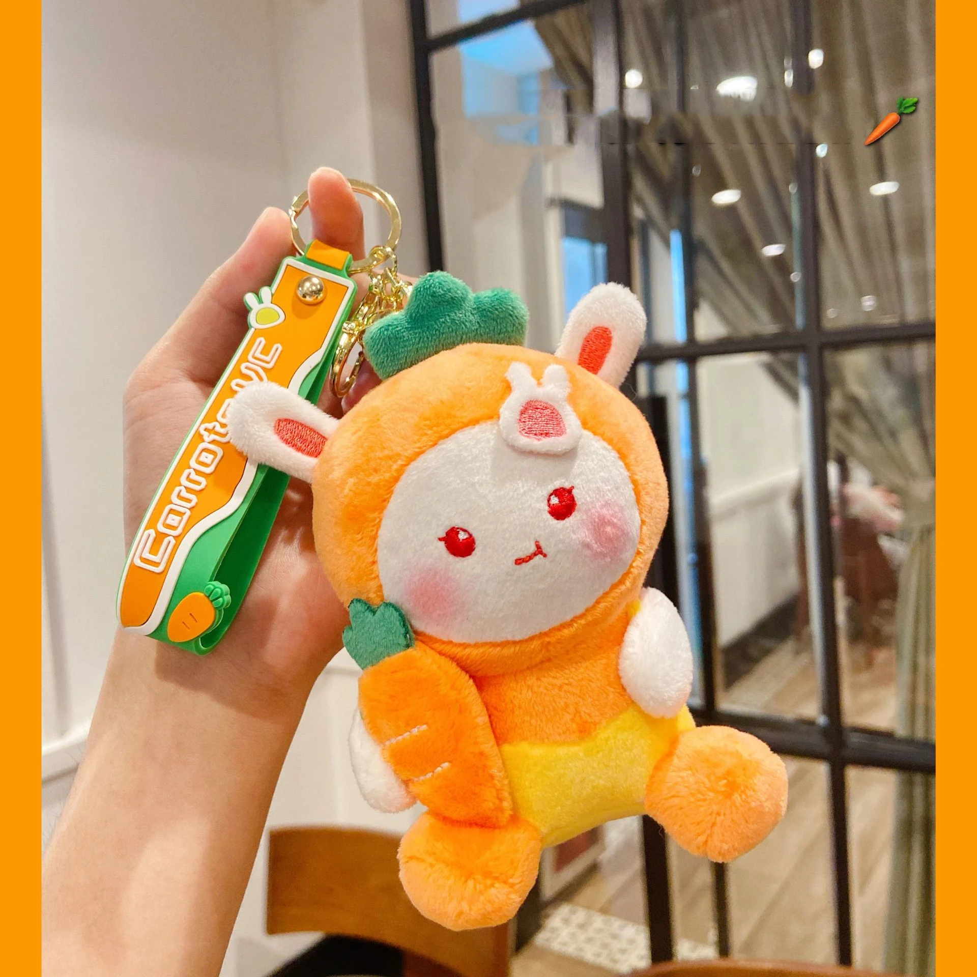 

Cartoon Carrot Doll Keychain Kawaii Rabbit Zero Wallet Plush Toy Trinket Keyring Bag Children Gifts Pendant Cute Pompom Decorate