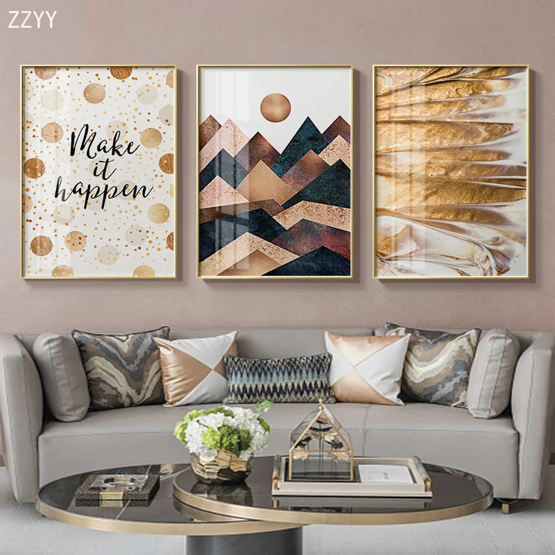 

Скандинавская простота, настенное искусство, искусство, золотая линия гор, настенный Декор, живопись, гостиная, украшение для дома (без рамк...