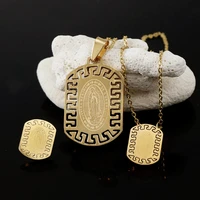 high quality gold 316l stainless steel square virgin christian catholic necklace for virgin mary pendant necklace gifts forwomen