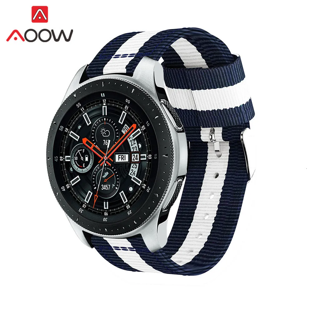 20 мм 22 мм нейлоновый холщовый ремешок для часов samsung Galaxy Watch Active 42 мм 46 мм спортивный ремешок браслет аксессуары для gear S3 S2