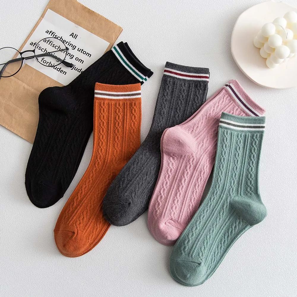2020 New Products Women's Winter Breathable High Quality Pure Cotton Fashion Deodorant Casual Socks 5 Pair