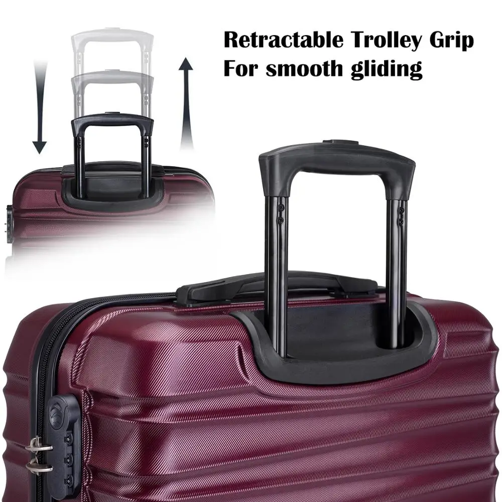 Легкий жесткий комплект багажа из 3 предметов ABS с спиннинговым чемоданом 20