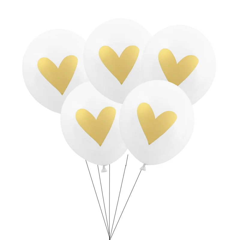 Латексные шарики с принтом в виде сердца 10 дюймов партия из 5 предметов золотые