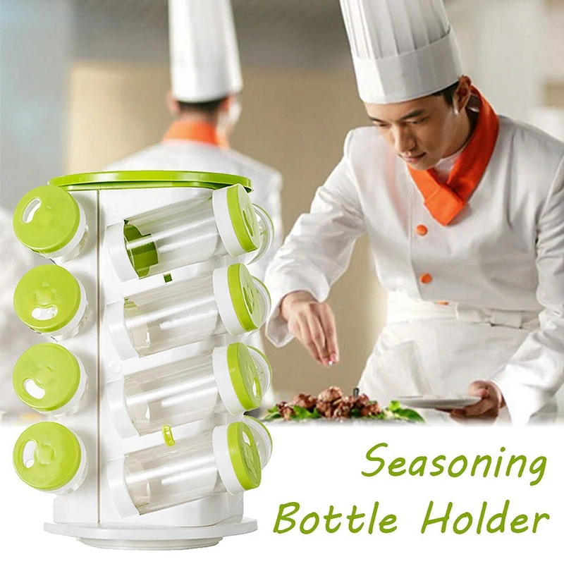 Spice Jar Pepper Shaker Box Seasoning Cans Salt Cruet Plastic Bottle Kitchen Rack Set 16Pcs Jars + 1Pc Holde | Дом и сад