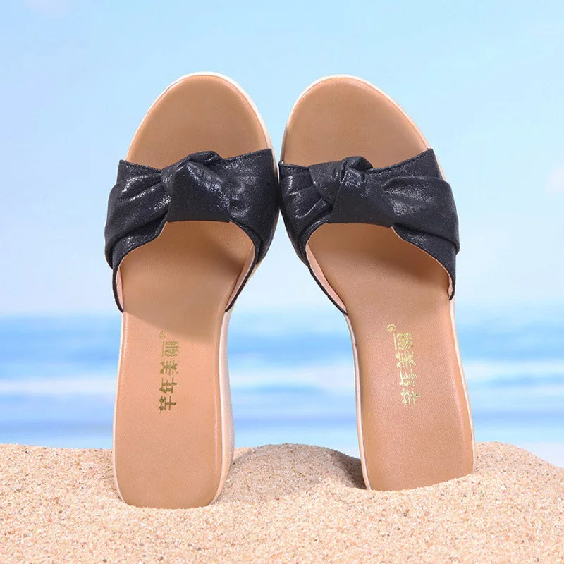 Женские шлепанцы на танкетке с открытым носком большие размеры 32-43 | Обувь