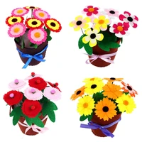 4 pcs creative felt craft children sewing kit diy potted flower kit for kids fun diy arts project for girls and boys