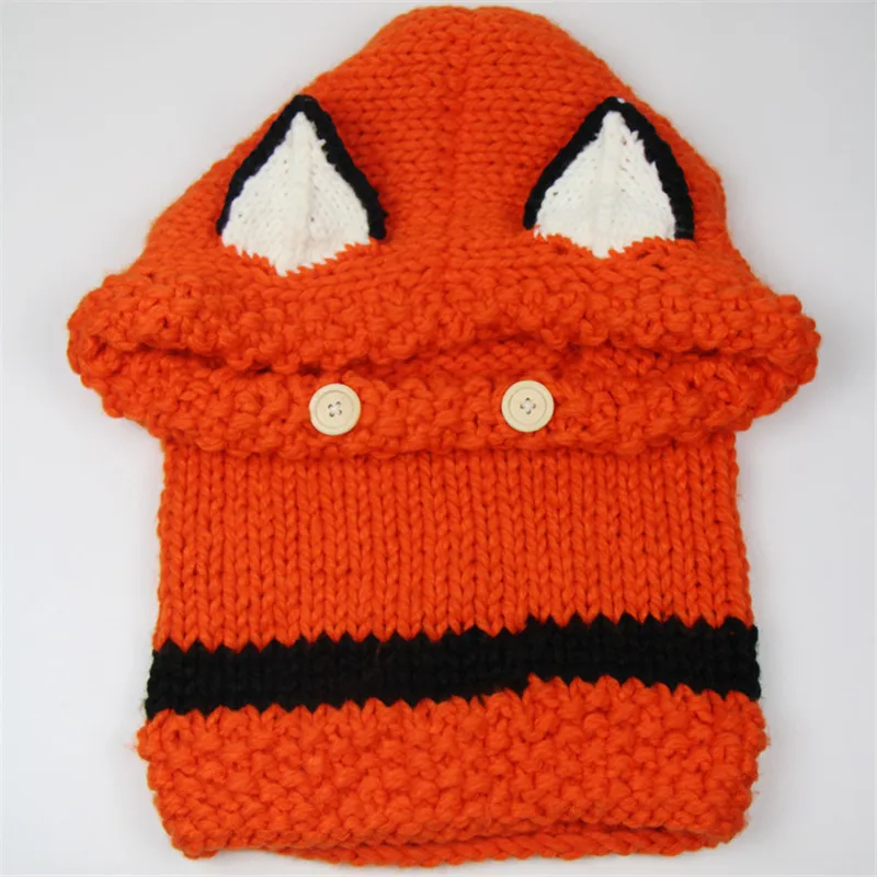 Winter Children Caps Cartoon Fox Knitted Hats For Girls Shawl Baby Photography Props Warm Neck Wrap Kitten Scarf Boys | Детская одежда