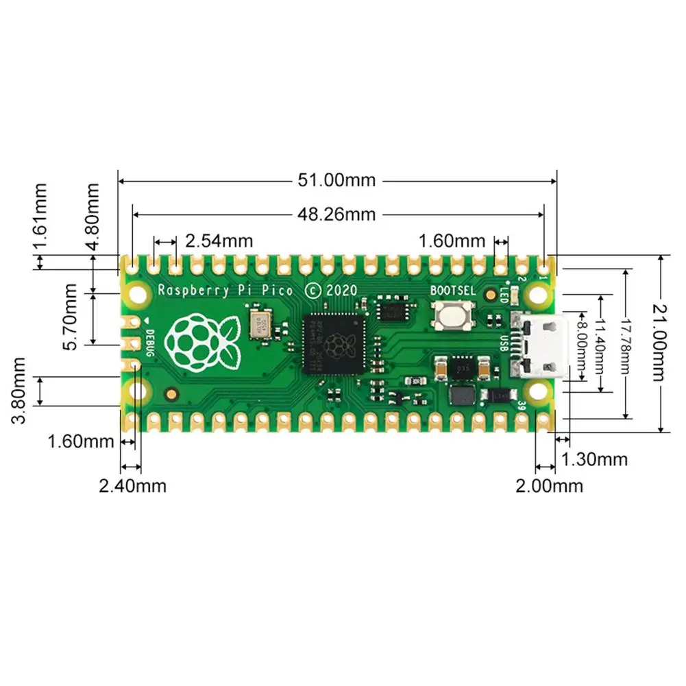 Новый микроконтроллер Raspberry Pi Pico RP2040 Двухъядерный Arm Cortex-M0 + 133 МГц Поддержка