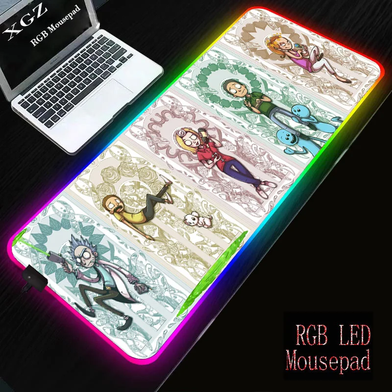 Большой игровой коврик для мыши XGZ с аниме Morty RGB компьютерный