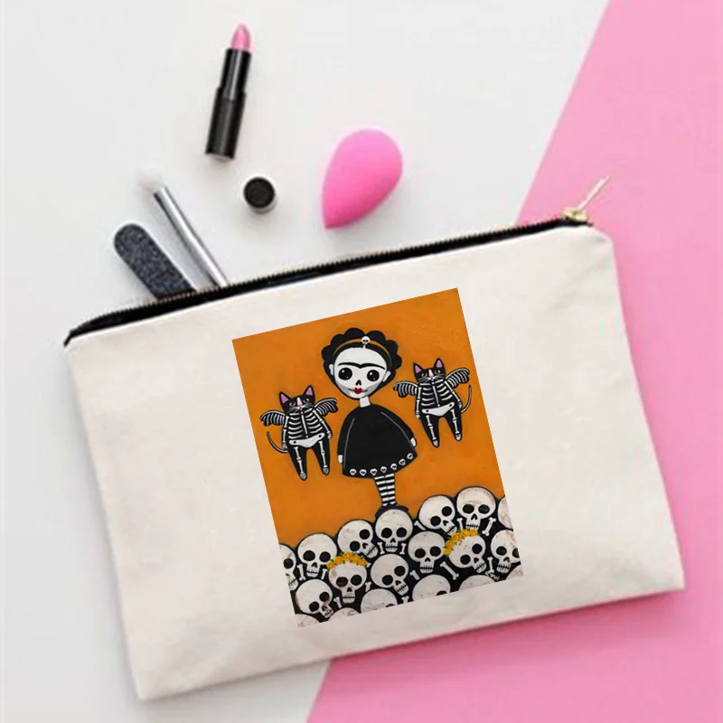 

Женский органайзер для косметики с французским прессом, кофейный, День мертвых кошек, Модный женский органайзер для косметики, сумка для пу...