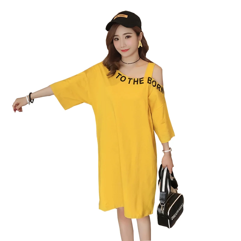 

Женское свободное платье-футболка с коротким рукавом, из хлопка