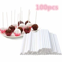 100pcs 10cm solid white paper lollipops chocolate candies candy lollipops cake sticks