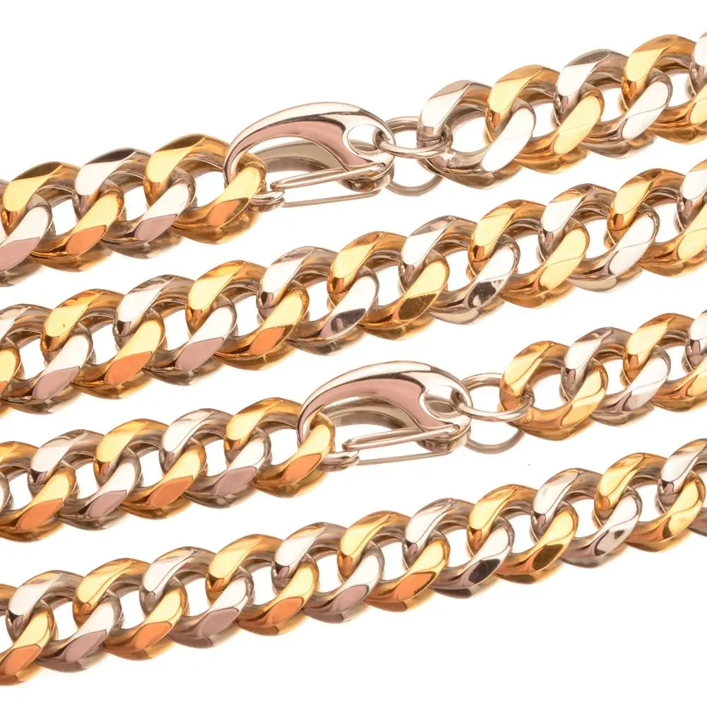 

12/15/17/19MM 7-40" Stainless Steel Silver Color&Gold Color Cuban Curb Chain Cool Mens Womens Necklace Or Bracelet Jewelry Gift