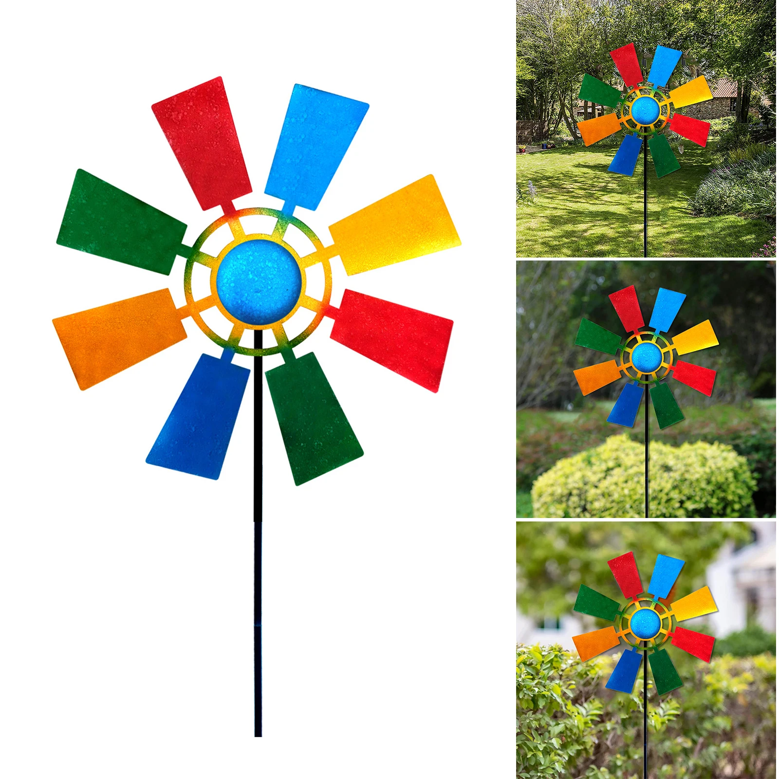 

Home Colored Iron Windmill Plug-In Decorative Garden Ornaments Suitable for Garden Yard Outdoor Decoraton