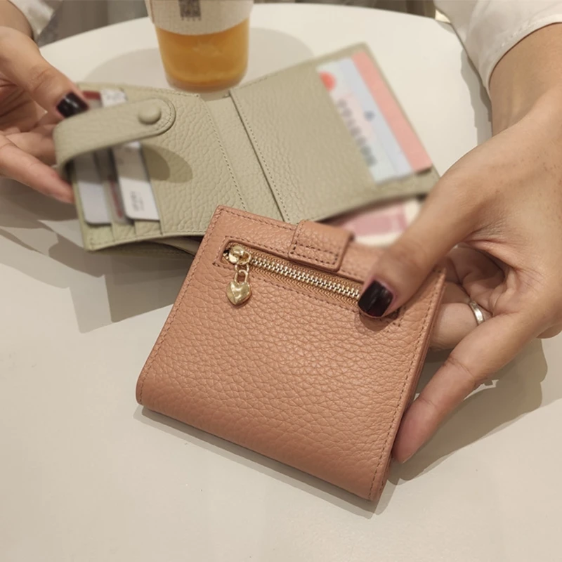 

Женский кожаный короткий кошелек, деловой держатель для кредитных карт, женский тонкий кошелек, Органайзер