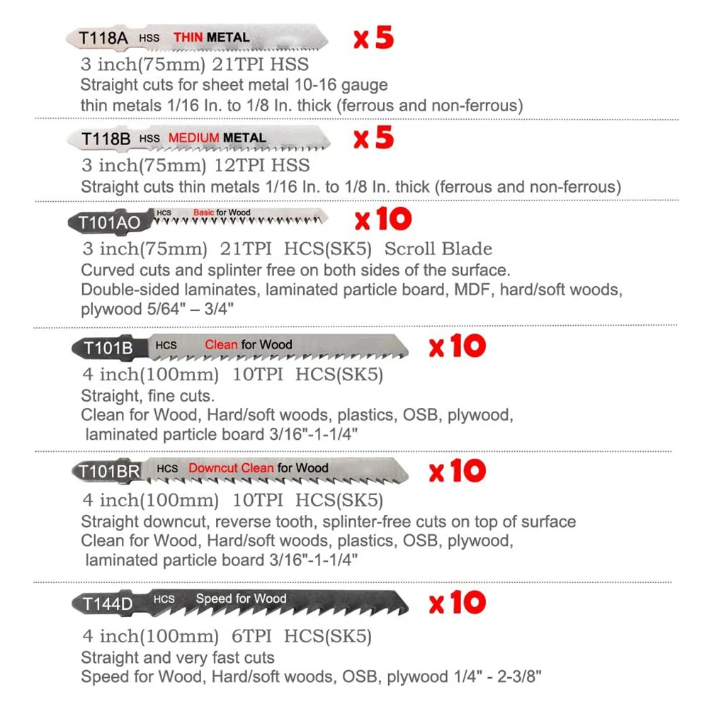 Полотна для сабельной пилы T118A/T118B/T101AO/T101B/T1444 50 шт. | Инструменты