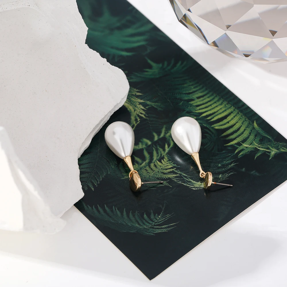 Элегантные серьги подвески Yhpup 2019 с искусственным жемчугом золотые в форме капли