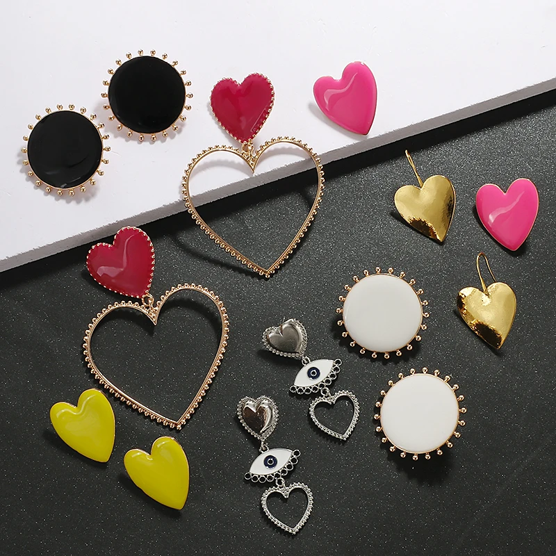 Женские винтажные серьги капельки AENSOA в форме сердца металлические подвески с