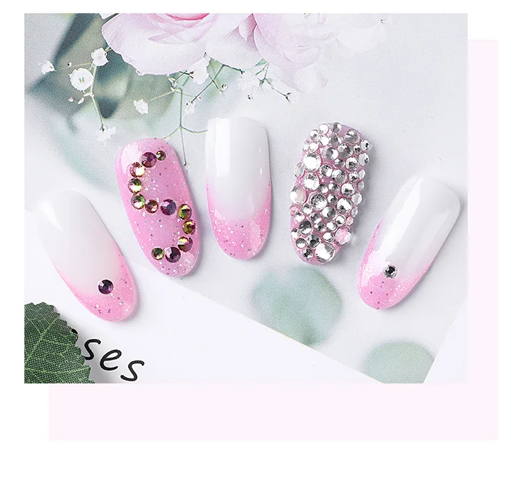 

12 grid high silver flat bottom drill manicure magic color AB water drill nail decoration shiny glass drill long strip box