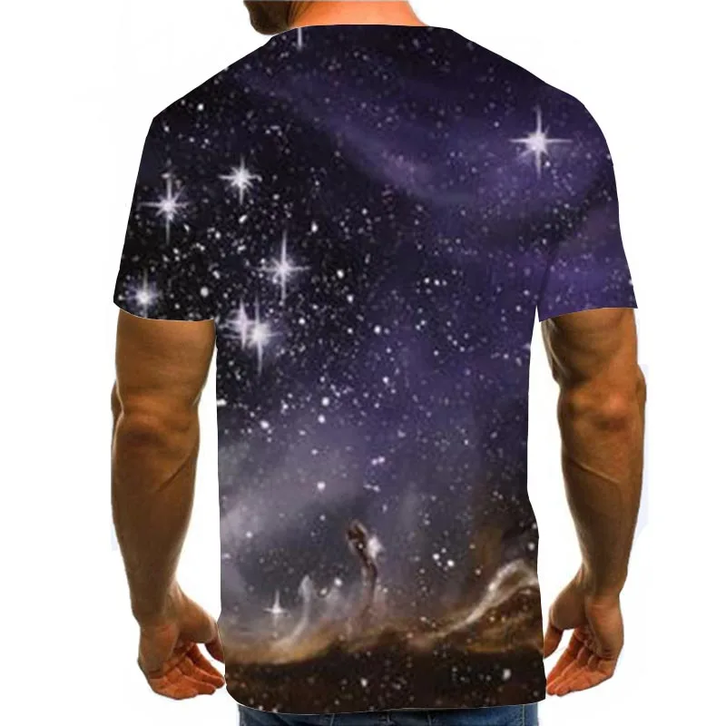 

Men Graphic T Shirts Round Neck 3D Print Short Sleeve Daily Tops Galaxy Tees