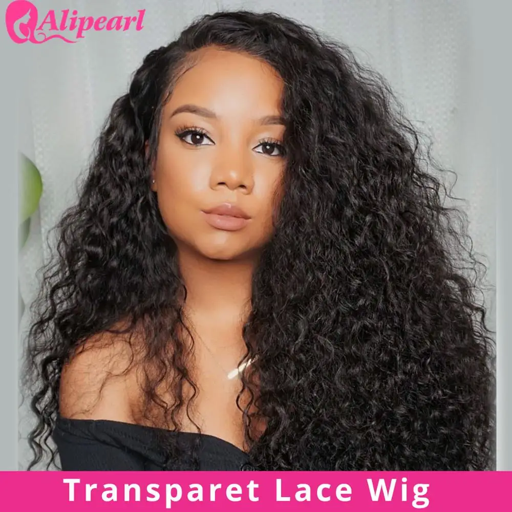 Водная волна прозрачный Синтетические волосы на кружеве человеческие парики