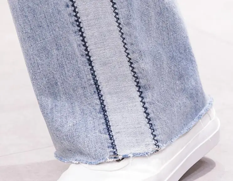

High Waist Side Striped Jeans Women 2020 Autumn Plus size Denim Wide leg pants Women Casual Slim Denim Striped Trousers w650