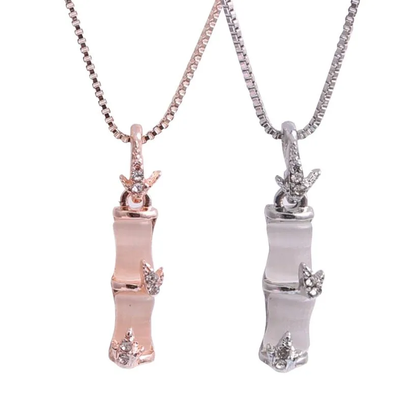 

New Opal Bamboo Necklace Fashion Cool Pendant Non-Mainstream Simple Bamboo Clavicle Chain