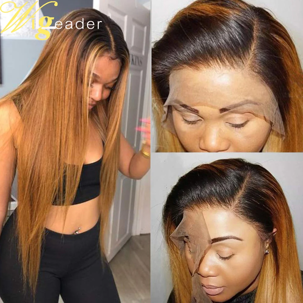 Wigleader Ombre Remy человеческие волосы фронтальные парики предварительно отобранные 13x6