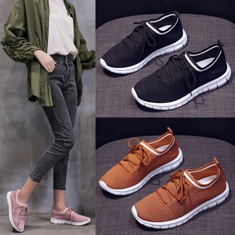 

Женская повседневная обувь, новинка 2021, летняя спортивная обувь, дышащие сетчатые легкие летающие плетеные кроссовки, маленькие белые крос...