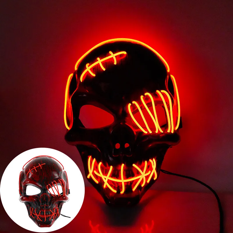

Halloween Scar One-Eyed Pirate Led Glowing Mask Holiday Party Decoration Cosplay Decoration Horror Skull Props
