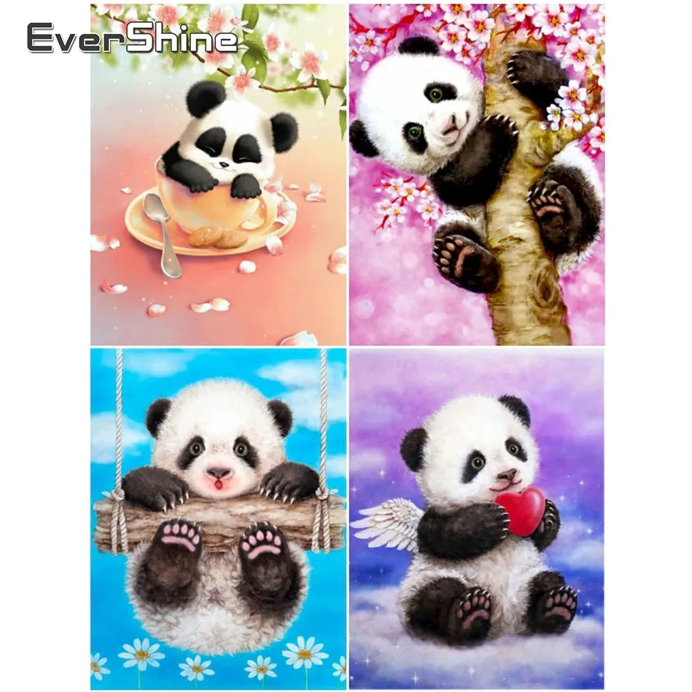 Evershine Diamond Painting Panda Full Square Embroidery Sale Cross Stitch Mosaic Animals Picture Of Rhinestones|Алмазная мозаика и