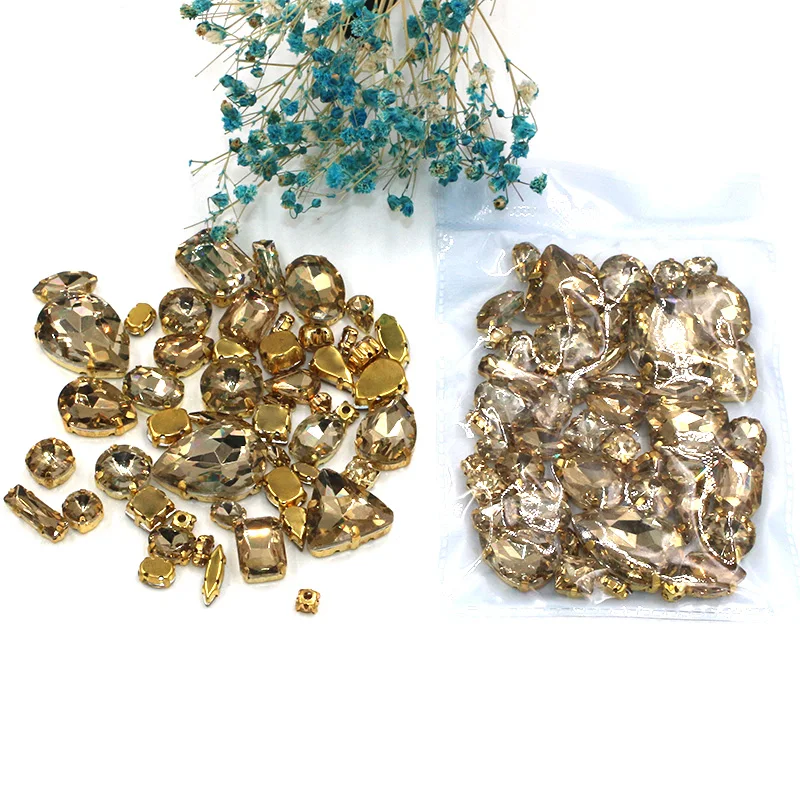 50 фотоблесток аксессуары для одежды Смешанная форма светлые кофейные стеклянные