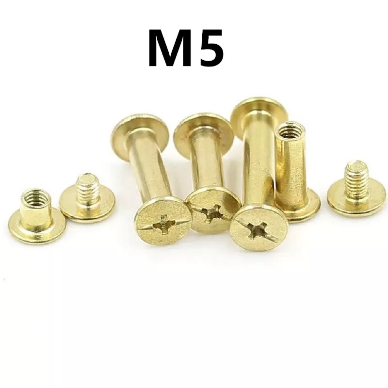 

100pcs/lot cross-shaped tactics screw M5 Plate with copper carbon steel Filial-female Knife book furniture rivet