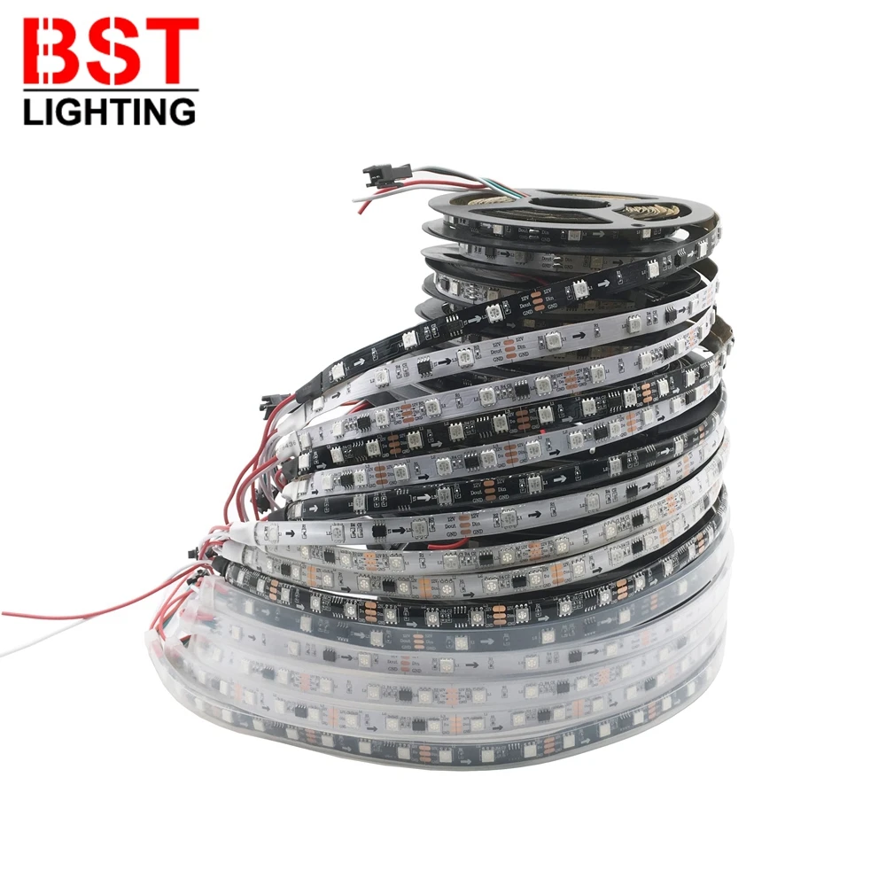 WS2811 RGB Светодиодная лента 5050SMD Адресуемая 30/48/60 светодиодов/м Пиксельная внешняя 1