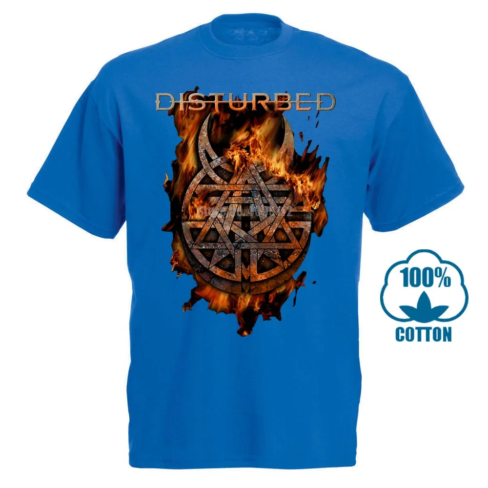 Футболка, новая брендовая рубашка с надписью «distursed Burning Belief», размеры s, m, l, Xl, Xxl, Официальная футболка, футболка с металлической лентой, новая брендовая повседневная одежда - Цвет: Синий